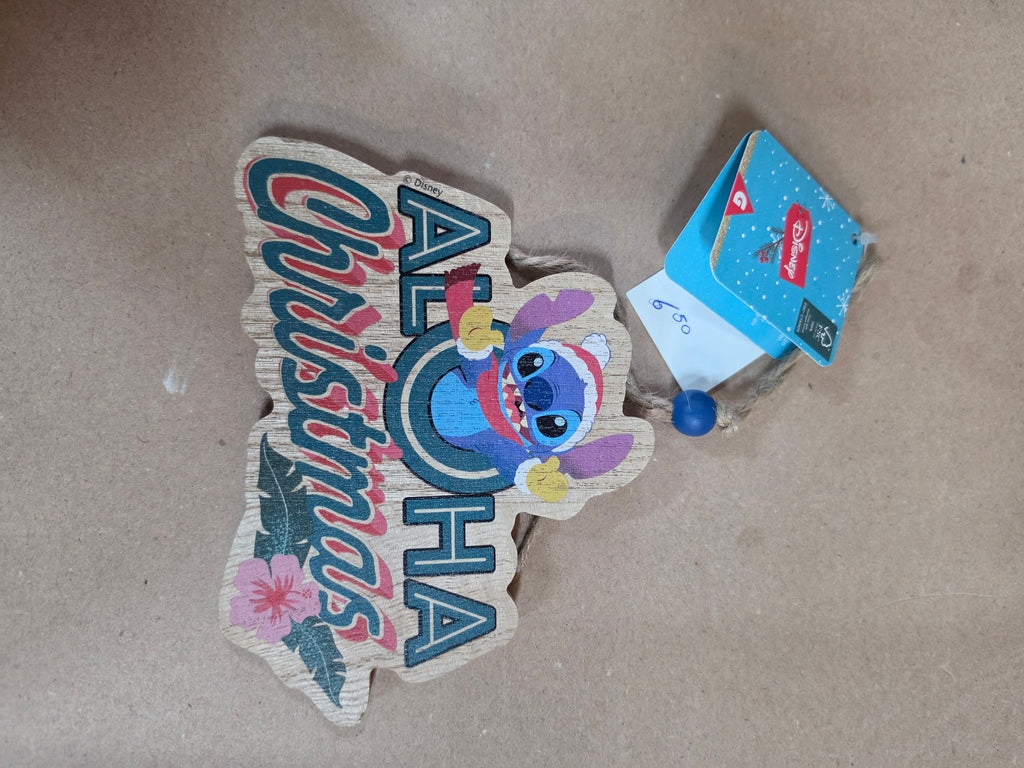 Stitch aloha houten ornament
